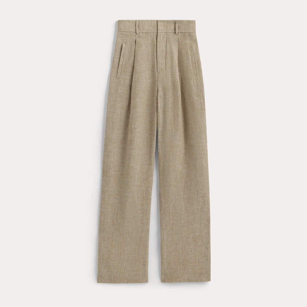 Everlane Women's Linen Way-High® Drape Pant in Khaki Chambray, Size 6, linen